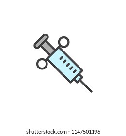 Injection needle filled outline icon, line vector sign, linear colorful pictogram isolated on white. Syringe symbol, logo illustration. Pixel perfect vector graphics