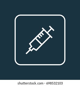 Injection Outline Symbol. Premium Quality Isolated Syringe  Element In Trendy Style.