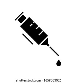 Injection pill black icon, concept illustration, vector flat symbol, glyph sign.