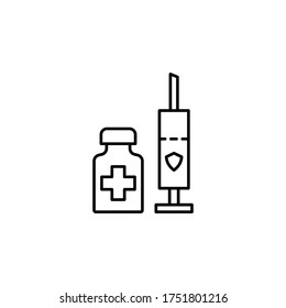 Injection and pills icon. Simple line, outline vector elements of viral pandemic icons for ui and ux, website or mobile application