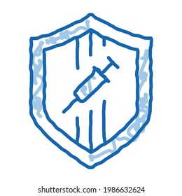 injection protection sketch icon vector. Hand drawn blue doodle line art injection protection sign. isolated symbol illustration