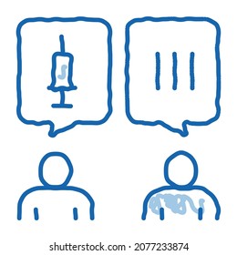injection protest sketch icon vector. Hand drawn blue doodle line art injection protest sign. isolated symbol illustration