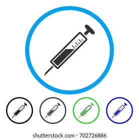 Injection rounded icon. Vector illustration style is a flat iconic symbol inside a circle, black, grey, blue, green versions. Designed for web and software interfaces.