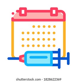 injection schedule icon vector. injection schedule sign. color contour symbol illustration