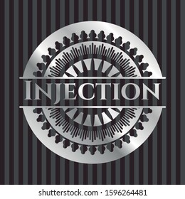 Injection silver shiny badge. Vector Illustration. Mosaic.