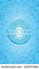 Injection sky blue emblem with triangle mosaic background