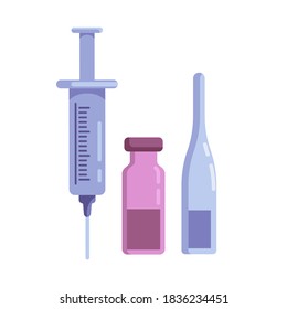 Injection syringe and ampoules flat icon, vector sign, two-component medicine vaccine syringe colorful pictogram isolated on white. Symbol, logo illustration. Flat style design