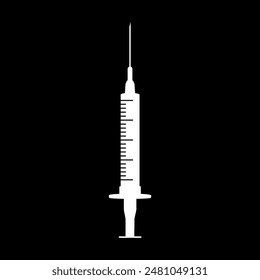 Injection syringe black and white flat vector icon design