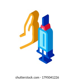 injection of syringe in hand icon vector. isometric injection of syringe in hand sign. color isolated symbol illustration