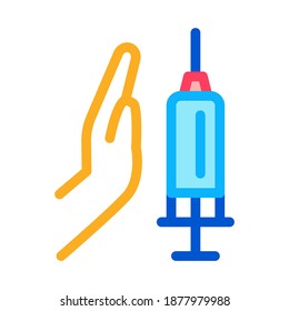 injection of syringe in hand icon vector. injection of syringe in hand sign. color contour symbol illustration