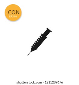 Injection syringe icon flat style in black color vector illustration on white background.