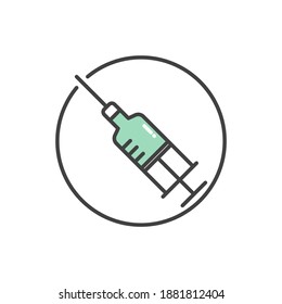 Injection syringe icon. Isolated on white background. 