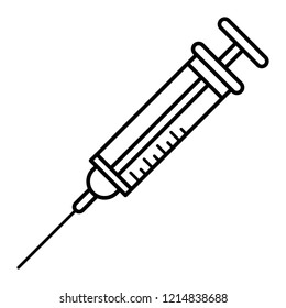 Injection syringe icon. Outline injection syringe vector icon for web design isolated on white background