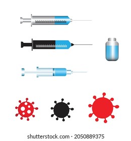 injection syringe icon set, covid 19
