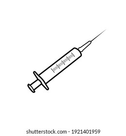 Injection syringe illustration in black