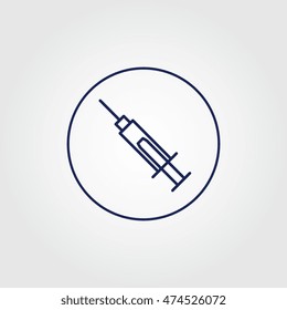 Injection syringe line art circle icon