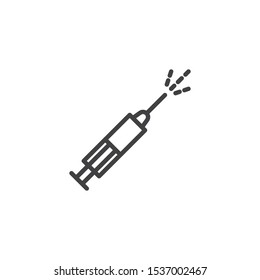 Injection syringe line icon. linear style sign for mobile concept and web design. Medical vaccine syringe outline vector icon. Symbol, logo illustration. Vector graphics