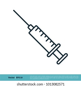 Injection Syringe Medical Icon Vector Logo Template Illustration Design. Vector EPS 10.