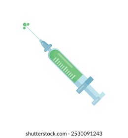 Injektion. Spritze für medizinische Injektion, Impfung. Medizin, Medizintechnik Konzept. Vektorgrafik von Krankenhausinjektionsgeräten.