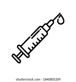 Injection Syringe with medicine simple medical line icon