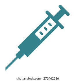 Injection syringe needle flat vector icon for medical apps and websites