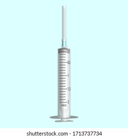Injection syringe on a white background