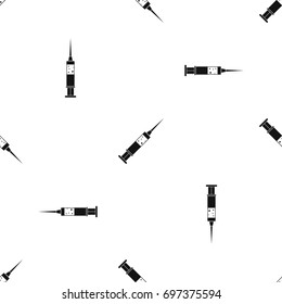 Injection syringe pattern repeat seamless in black color for any design. Vector geometric illustration