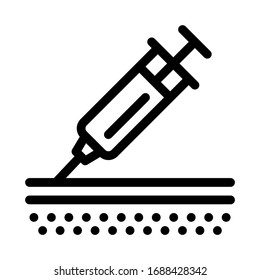 injection of syringe under skin icon vector. injection of syringe under skin sign. isolated contour symbol illustration