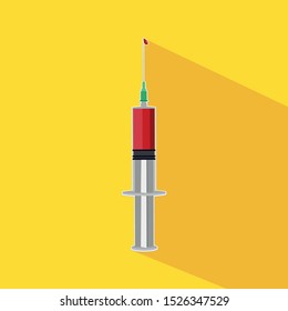 Injection syringe vector flat design illustration