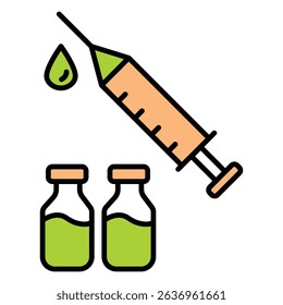Injection Syringe Vector Icon For Vaccination