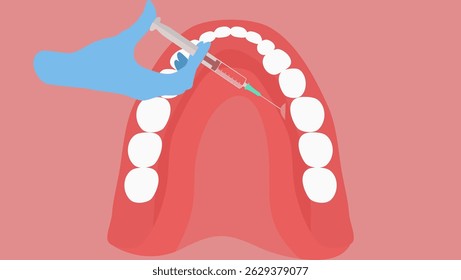 injection in tooth, flat color illustration