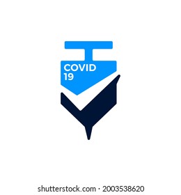 Injection Vaccine Check I Have Got Vaccinated Covid 19 Logo Vector Icon Illustration