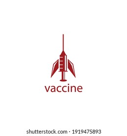 injection of vaccine illustration, rocket, vector design health sign symbol transport