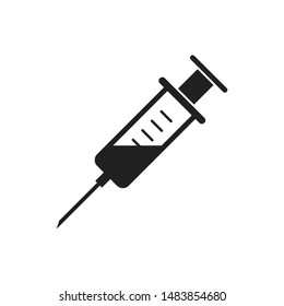 Injection Vector Icon. Medicine isolated icon. Vaccine sign. Pharmaceutic syringe concept. EPS 10