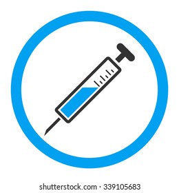 Injection vector icon. Style is bicolor flat rounded symbol, blue and gray colors, rounded angles, white background.