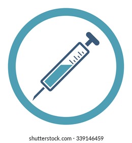 Injection vector icon. Style is bicolor flat rounded symbol, cyan and blue colors, rounded angles, white background.