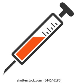 Injection vector icon. Style is bicolor flat symbol, orange and gray colors, rounded angles, white background.