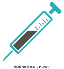 Injection vector icon. Style is bicolor flat symbol, grey and cyan colors, rounded angles, white background.