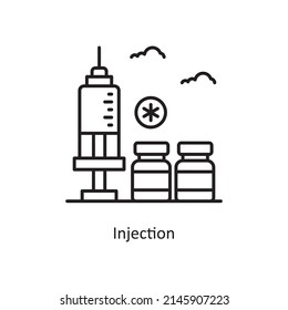 Injection vector Outline Icon Design illustration. Medical And Lab Equipment Symbol on White background EPS 10 File
