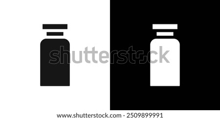 injection vial icon Black line art vector logo set