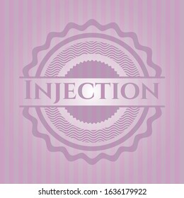 Injection vintage pink emblem. Vector Illustration. Detailed.