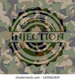 Injection written on a camo texture