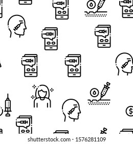 Injections Seamless Pattern Vector Thin Line. Illustrations