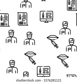 Injections Seamless Pattern Vector Thin Line. Illustrations