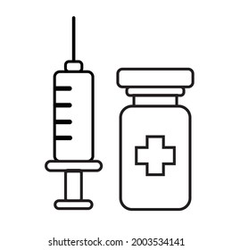 Injections and vaccine in vector icon