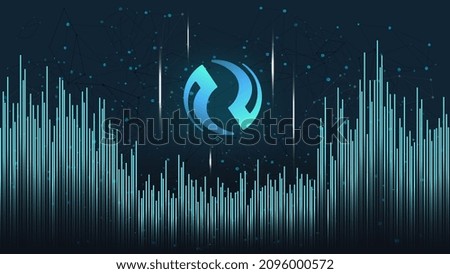 Injective Protocol INJ token symbol of the DeFi project on dark polygonal background with wave of lines. Cryptocurrency coin logo icon. Decentralized finance programs. Vector illustration.