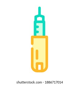 vector de icono de la línea de insulina del inyector. signo del color de la insulina del inyector. ilustración de símbolo aislado