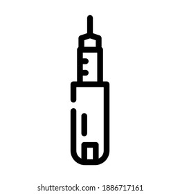 injector insulin line icon vector. injector insulin sign. isolated contour symbol black illustration