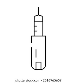 injector insulin line icon vector. injector insulin sign. isolated contour symbol black illustration
