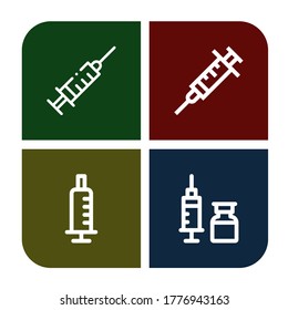 injector simple icons set. Contains such icons as Syringe, can be used for web, mobile and logo
